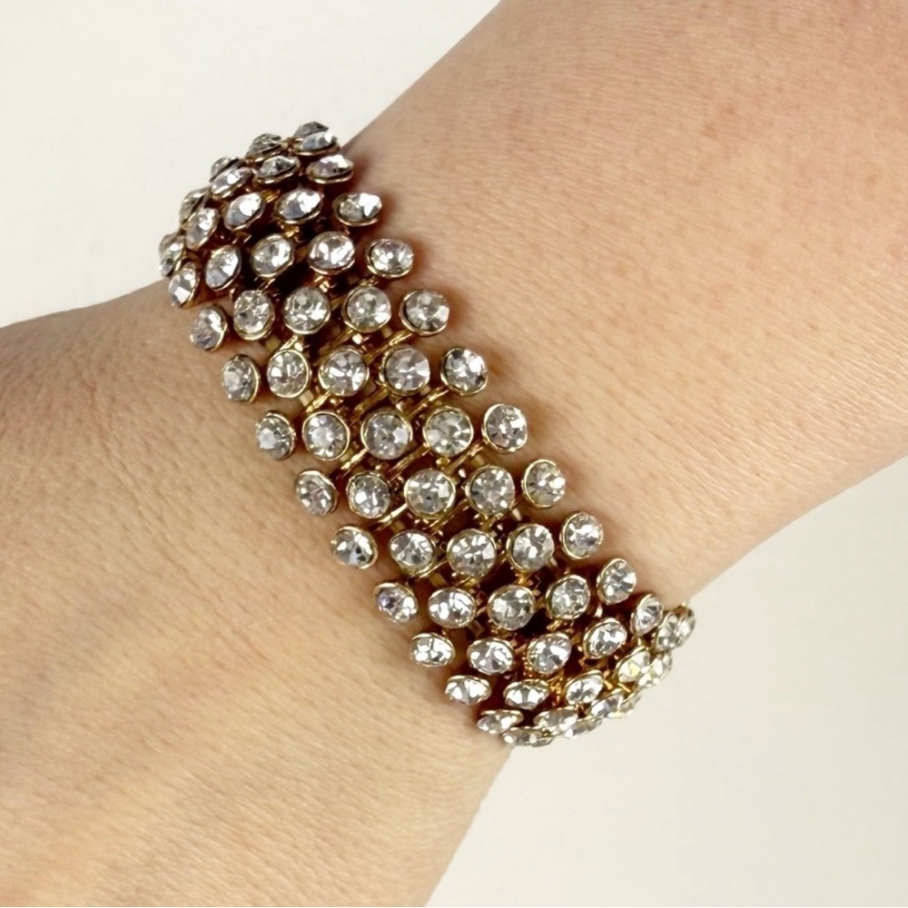 Elegant Gold and Silver Crystal Bracelet Stretchy